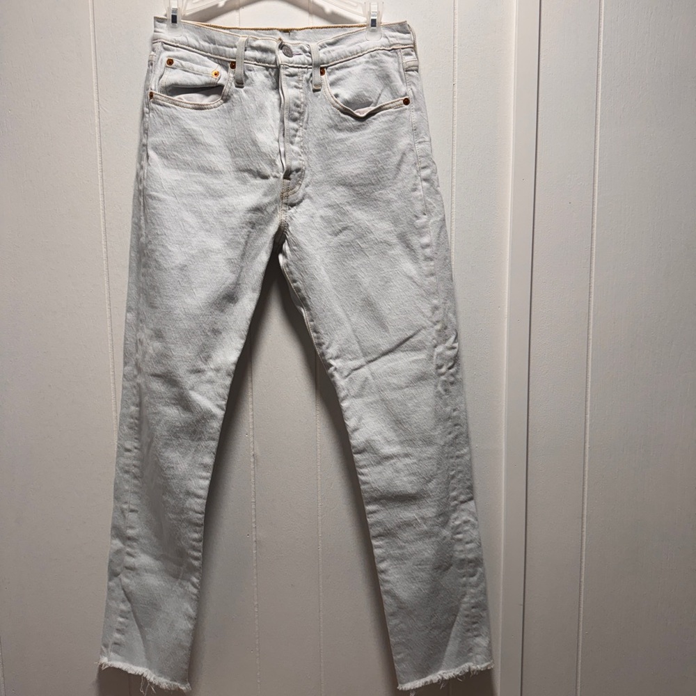Levis Premium Pants Womens 27 Blue Denim Jeans 501 Light Wash Button Fly Big E